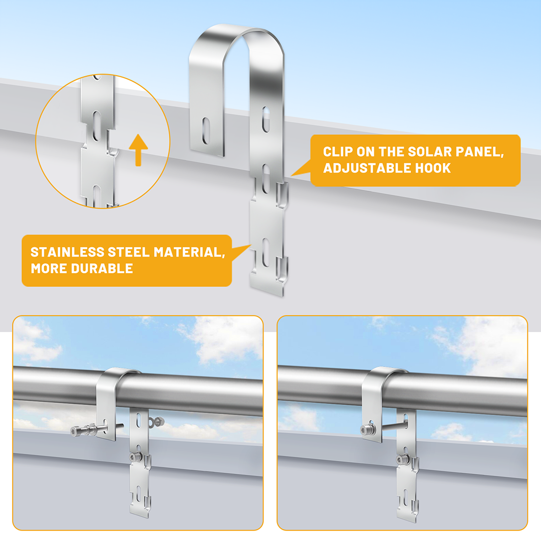 2PCS Solar Panel Hook Stainless Steel  for Balcony, Post and Rail Fence