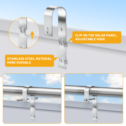 2PCS Solar Panel Hook Stainless Steel  for Balcony, Post and Rail Fence