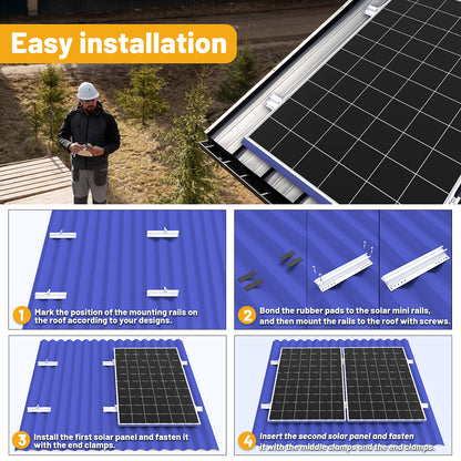 Solar Panel Mount Bracket Kit for Shingle, Slate, Wood, Metal Roof and Any Other Flat Surfaces