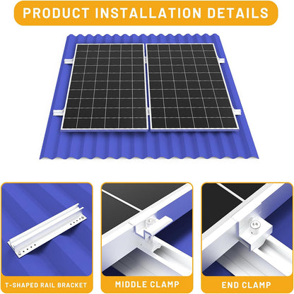 Solar Panel Mount Bracket Kit for Shingle, Slate, Wood, Metal Roof and Any Other Flat Surfaces