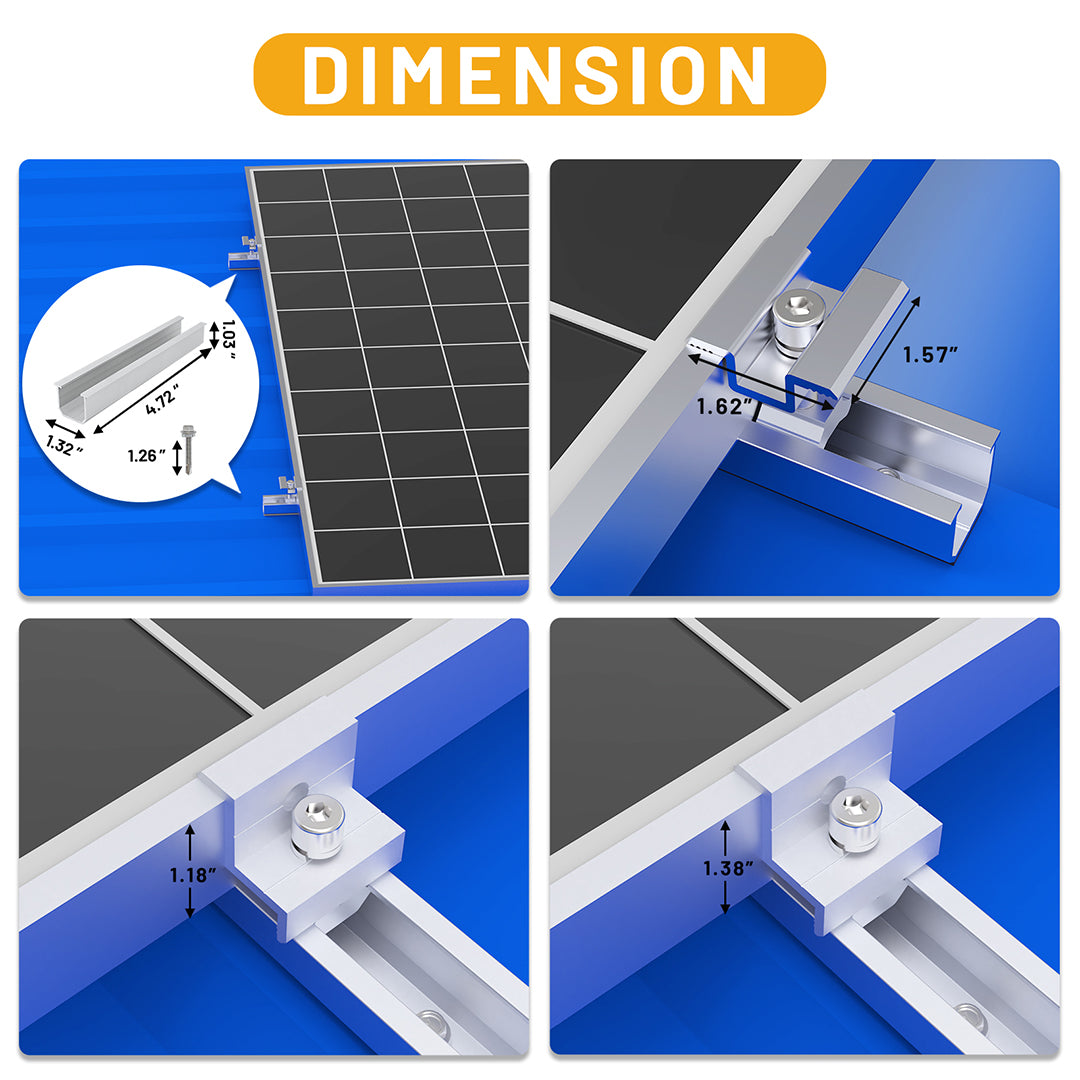 Solar Panel Mount Bracket Kit 4.72in mini rail set