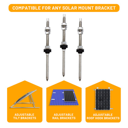 200mm SUS304 Stainless Steel Solar Hanger Bolts for Solar Panel Mount Kit