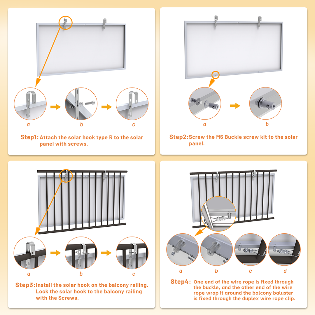 2PCS Solar Panel Hook Stainless Steel  for Balcony, Post and Rail Fence