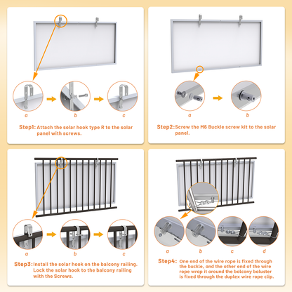 2PCS Solar Panel Hook Stainless Steel  for Balcony, Post and Rail Fence