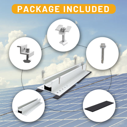 Solar Panel Mount Bracket Kit for Shingle, Slate, Wood, Metal Roof and Any Other Flat Surfaces